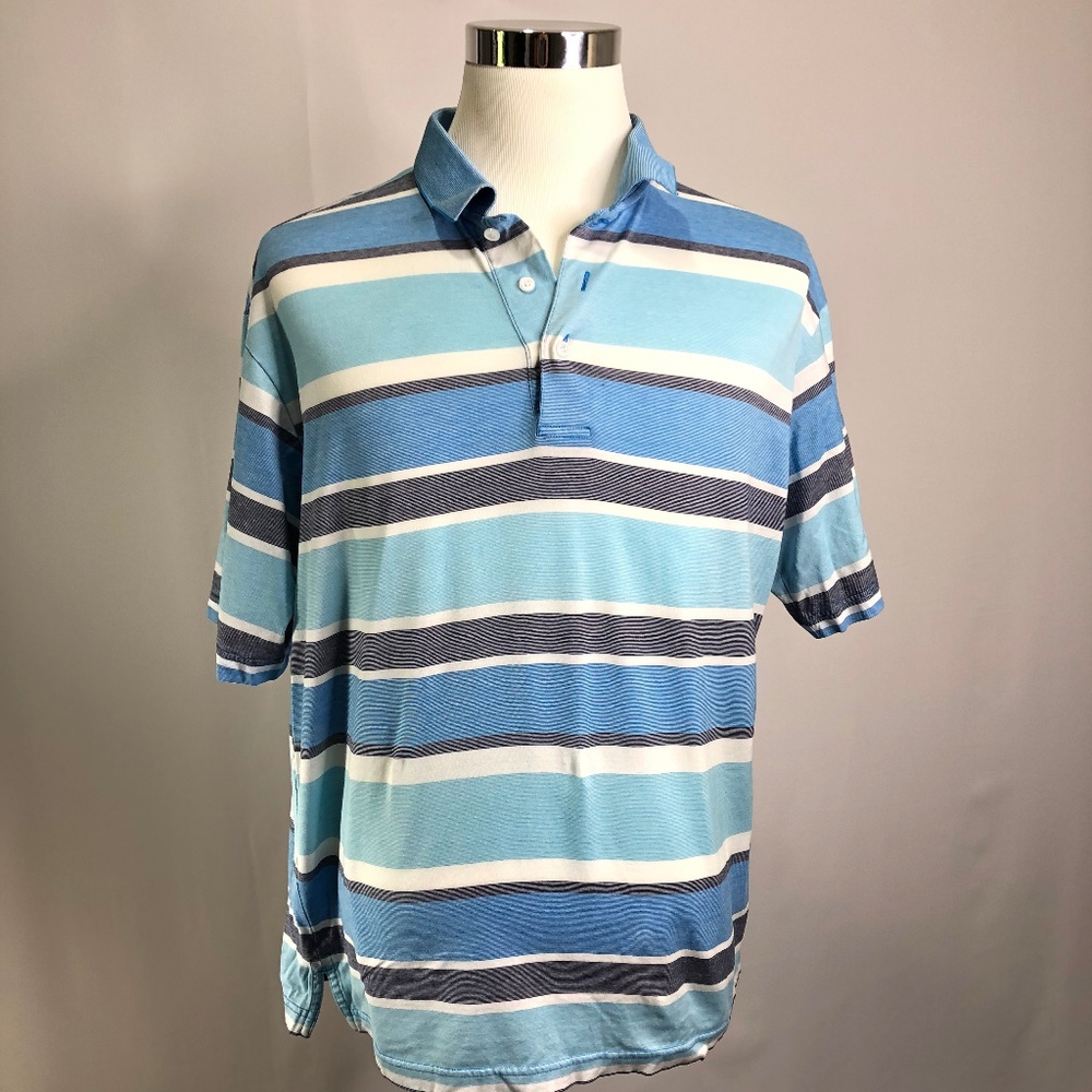 Men's Daniel Cremieux Blue and Gray Polo Size L
